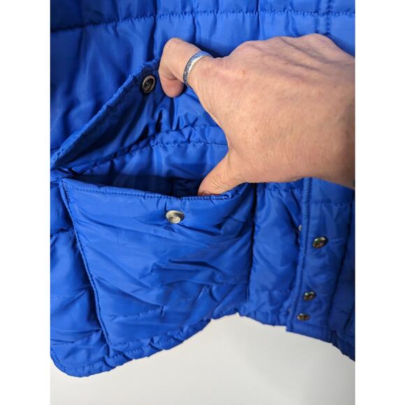 Vintage 70's Swingster Men's Blue Puffer Jacket Zip and Snap Front Made in USA - Picture 5 of 10